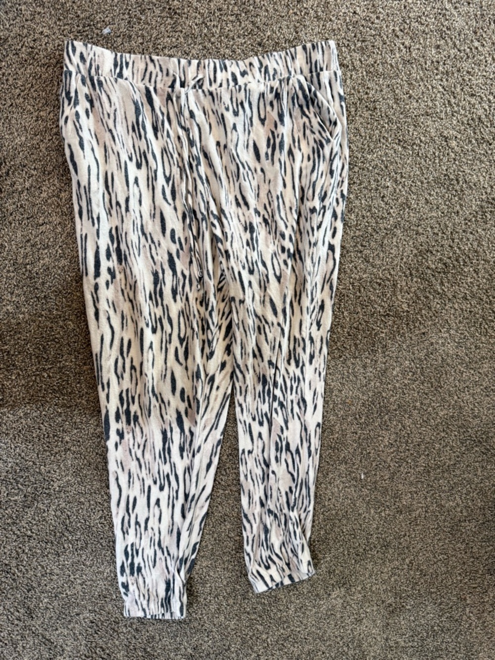 Express Animal Print Joggers - Cream and Black